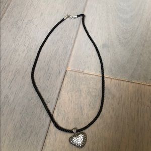 Heart-shaped ❤️ pendant with silky rope necklace.